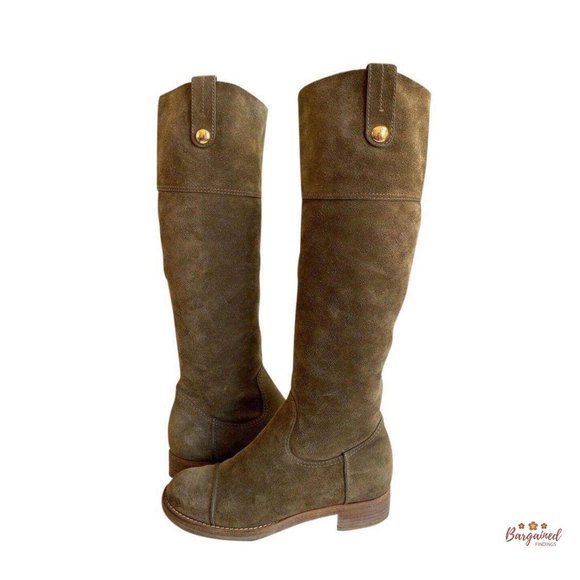 Authentic LOUIS VUITTON Brown Perforated Monogram Suede Mahina Long Boots 5.5 - Picture 1 of 13